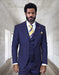 Statement Mens Modern Fit 3 Piece 100% Wool Pinstripe Suit – Wide Peak Lapel, 5 Button Vest