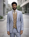 Statement Mens Modern Fit 3 Piece 100% Wool Sharp Windowpane Suit – Double Breasted Vest