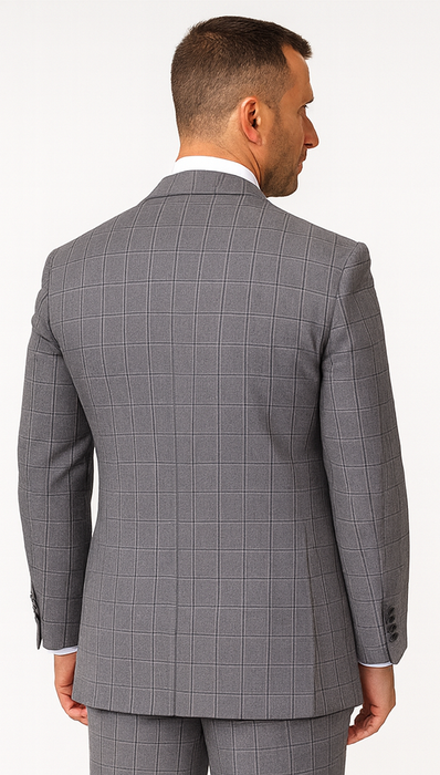 Statement Men's Outlet 2-Piece 100% Wool Double-Breasted Plaid Fashion Suit