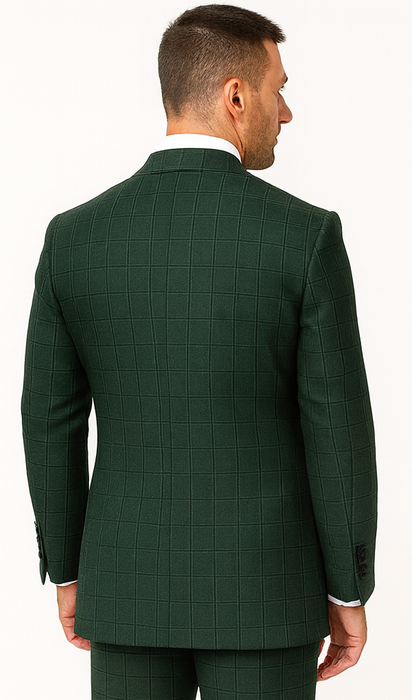 Statement Men's Outlet 2-Piece 100% Wool Double-Breasted Plaid Fashion Suit