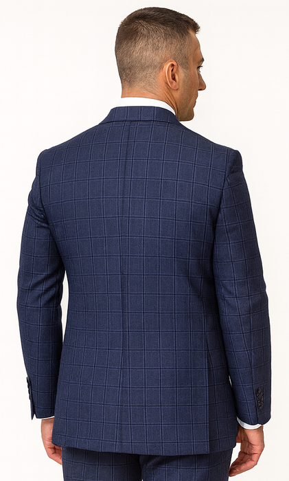 Statement Men's Outlet 2-Piece 100% Wool Double-Breasted Plaid Fashion Suit