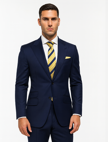 Statement Suits - Wool Suits - Peak Lapel Suits - Ticket Pocket - Modern Fit - Blue Suit