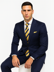 Statement Suits - Wool Suits - Peak Lapel Suits - Ticket Pocket - Modern Fit - Blue Suit