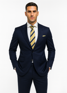 Statement Suits - Wool Suits - Peak Lapel Suits - Ticket Pocket - Modern Fit - Blue Suit