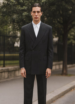 Mens Steve Harvey Brand Suit Double Breasted in Color Black Modern Fit