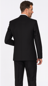 Steve Harvey Suits Clothing line - Steve Harvey Suits Men's Black 3 Piece Peak Lapel Suit