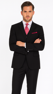 Steve Harvey Suits Clothing line - Steve Harvey Suits Men's Black 3 Piece Peak Lapel Suit