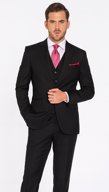 Steve Harvey Suits Clothing line - Steve Harvey Suits Men's Black 3 Piece Peak Lapel Suit
