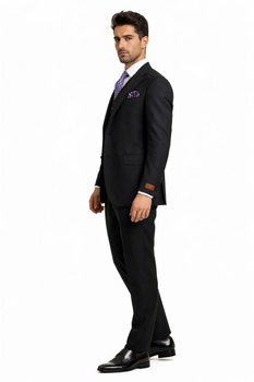Steve Harvey Suits Clothing line - Steve Harvey Suits Mens Black Suit - Designer Brand Suit No Pleated Pants Modern Fit