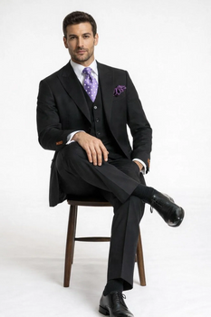 Steve Harvey Suits Clothing line - Steve Harvey Suits Mens Black Suit - Designer Brand Suit No Pleated Pants Modern Fit