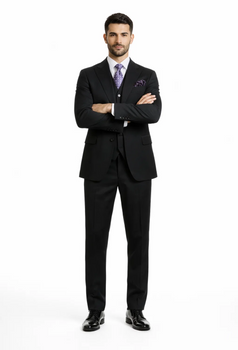Steve Harvey Suits Clothing line - Steve Harvey Suits Mens Black Suit - Designer Brand Suit No Pleated Pants Modern Fit