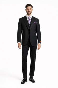 Steve Harvey Suits Clothing line - Steve Harvey Suits Mens Black Suit - Designer Brand Suit No Pleated Pants Modern Fit