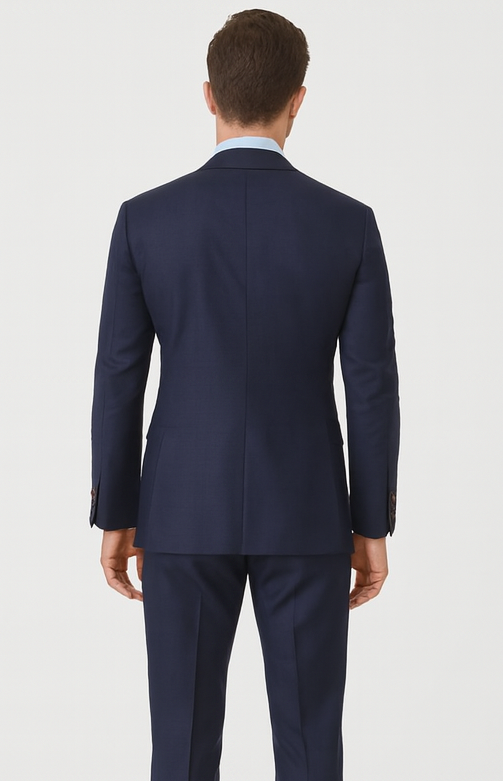 Steve Harvey Suits Clothing line - Steve Harvey Suits Mens Peak Lapel Modern Fit - No Pleated Pants Designer Brand Navy 3 Piece Vested Chest Pocket Suit