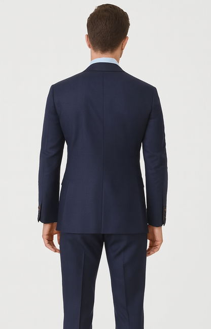 Steve Harvey Suits Clothing line - Steve Harvey Suits Mens Peak Lapel Modern Fit - No Pleated Pants Designer Brand Navy 3 Piece Vested Chest Pocket Suit