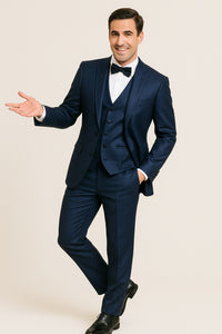 Mens Modern Fit Shiny Sharkskin Suit in Purple