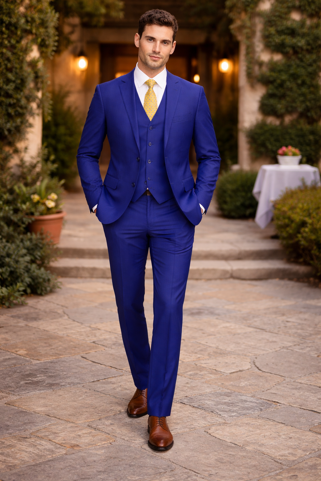 Mens Tiglio French Blue Suit – Stylish Blue Suit for Wedding, Business and Formal Wear Modern Fit