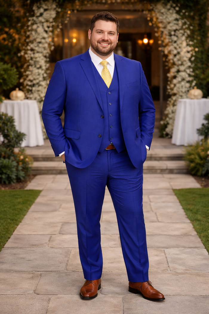 Mens Tiglio French Blue Suit – Stylish Blue Suit for Wedding, Business and Formal Wear Modern Fit