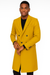 Men's Gold 44Inch Long Double Breasted Overcoat Winter Men's Topcoat Sale