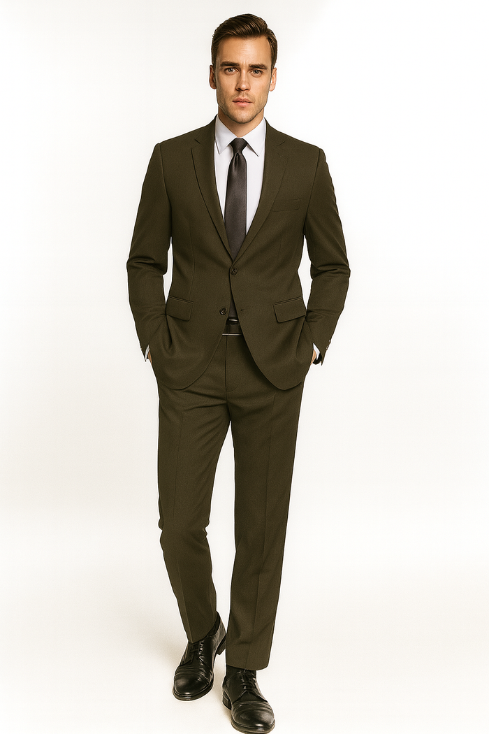 Giorgio Fiorelli Suit Men's Solid Olive Suit - Image 6