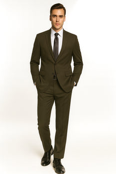 Giorgio Fiorelli Suit Men's Solid Olive Suit - Image 6