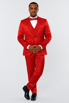 Mens Modern Fit Shiny Sharkskin Suit in Purple