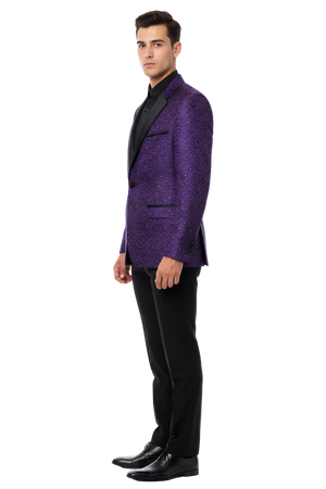 Purple Buttons Closure  Floral Sportcoat