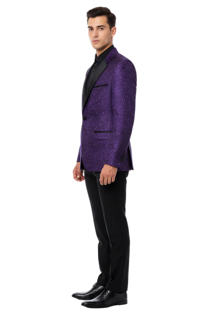Purple Buttons Closure  Floral Sportcoat