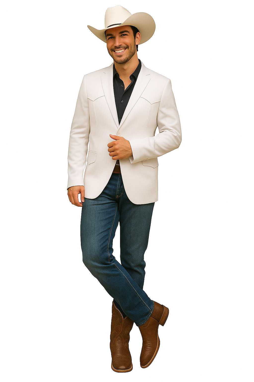 Western Blazer - Saco Para Hombre - Mens Double Button Western White Blazer
