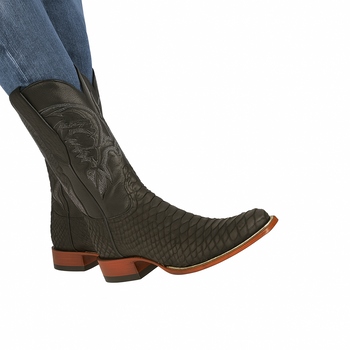 Suede Black Python Cowboy Boots