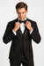 (36R, 46L) Regular Fit Black 2 Piece Tuxedo With Satin Lapel