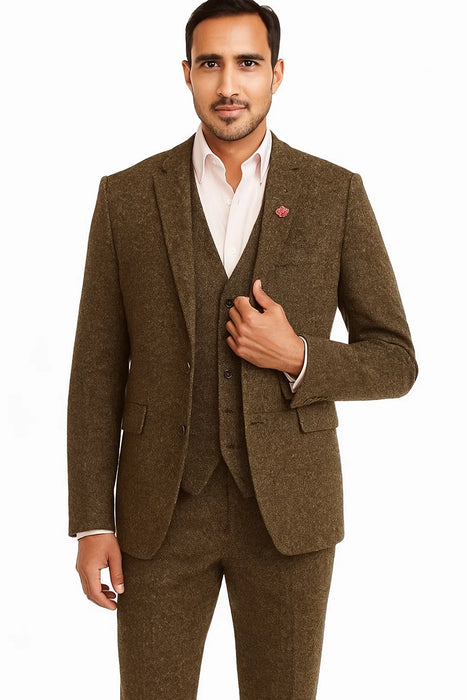 Tweed 3 Piece Suit - Tweed Wedding Suit Old Fashioned School Style Suit 1800's Vintage Suits Rust