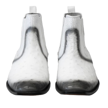 Men's Faded White Vestigium Boots Genuine Ostrich Chelsea Boots - Image 3