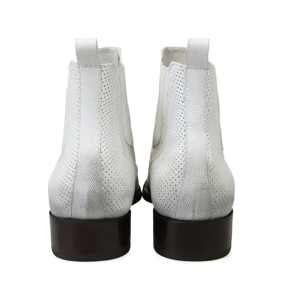 Men's Faded White Vestigium Boots Genuine Ostrich Chelsea Boots - Image 4