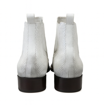 Men's Faded White Vestigium Boots Genuine Ostrich Chelsea Boots - Image 4