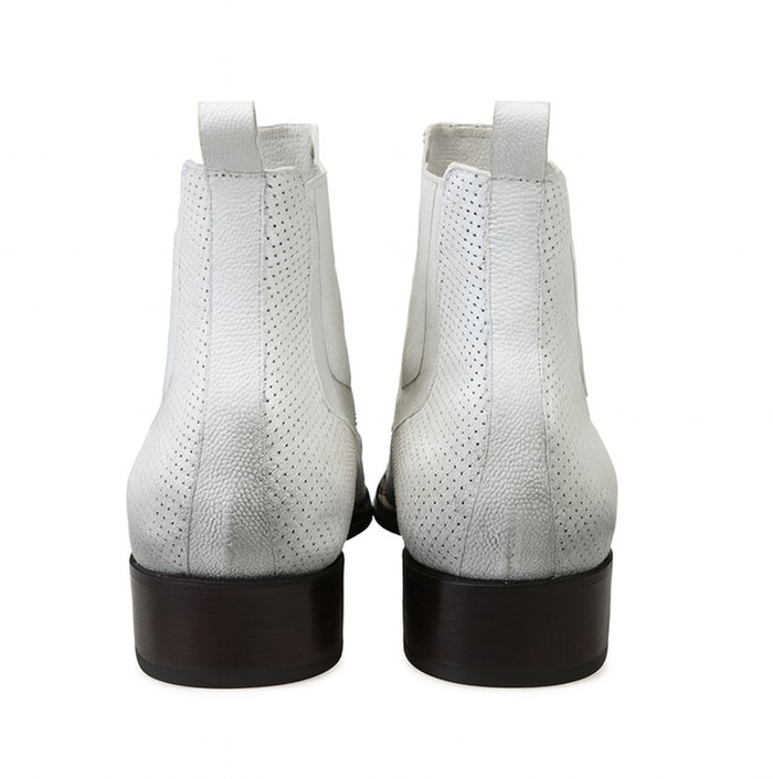 Men's Faded White Vestigium Boots Genuine Ostrich Chelsea Boots - Image 4