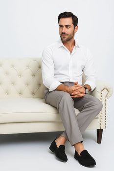 Long Rise Big Leg Slacks Dress Pants Beige Wide Leg Pleated Baggy Dress Trousers Unhemmed Unfinished Bottom