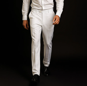 Men's Dress Pants Trousers Flat Front Slacks White