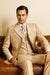 Zoot Suit - Shiny Gold Champaign Mens Harlem Gangster Suit 1920s Tan Stripe Fortino 2911V