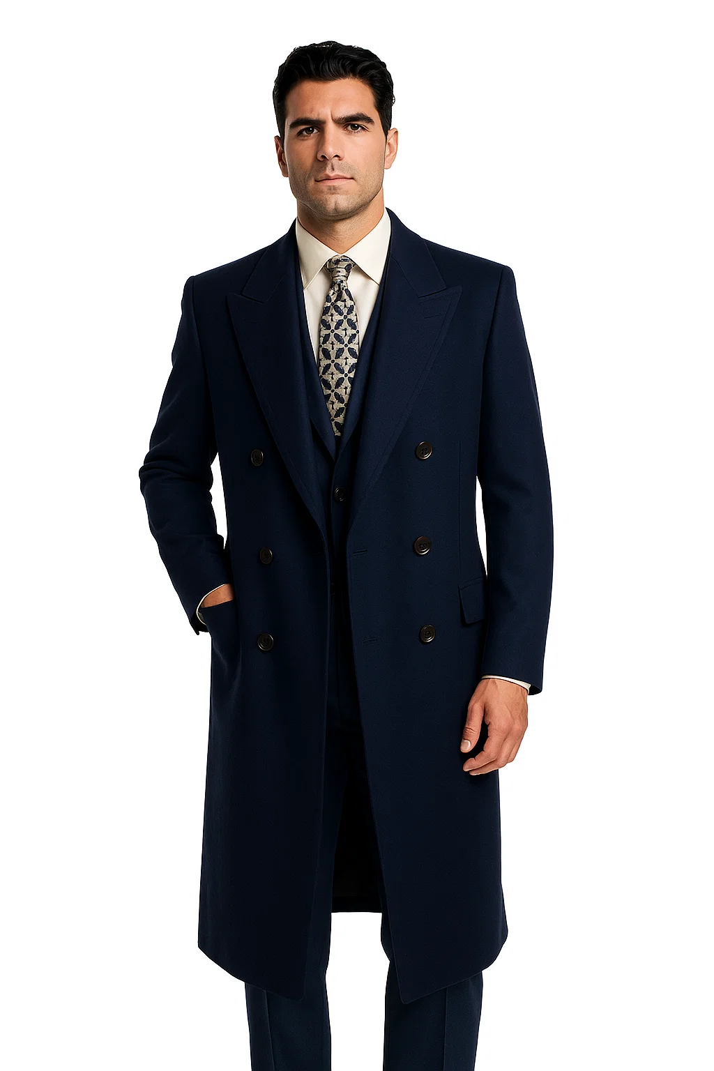 DBCoat Men's Wool Long Designer Men's Wool Men's Peacoat Sale Double Breasted Overcoat Style Full Length Charcoal - Image 4