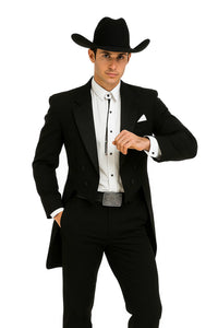 Mens Classic Western Cowboy Tail Tuxedo in Black - Image 7