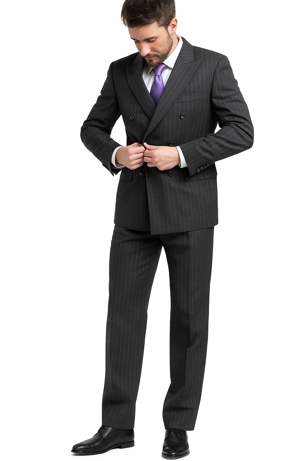  Charcoal Pinstripe Double Breasted Suits