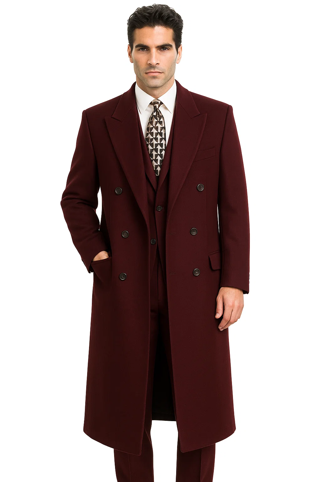 DBCoat Men's Wool Long Designer Men's Wool Men's Peacoat Sale Double Breasted Overcoat Style Full Length Charcoal - Image 6