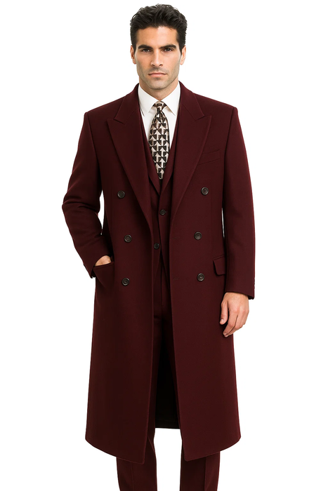 DBCoat Men's Wool Long Designer Men's Wool Men's Peacoat Sale Double Breasted Overcoat Style Full Length Charcoal