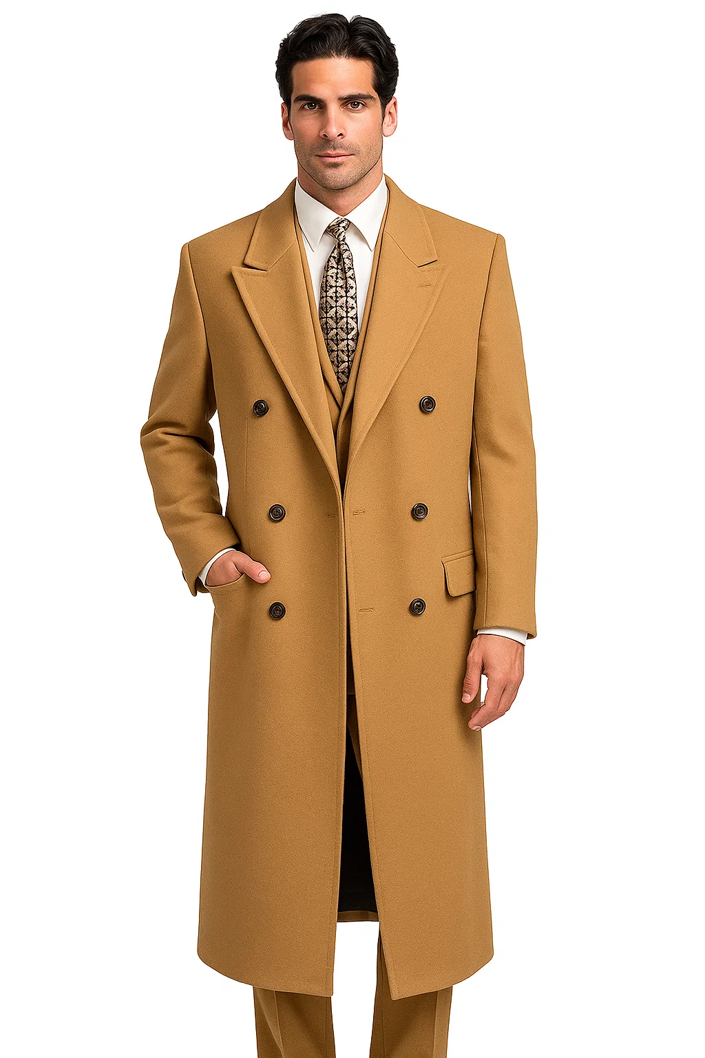 DBCoat Men's Wool Long Designer Men's Wool Men's Peacoat Sale Double Breasted Overcoat Style Full Length Charcoal - Image 8