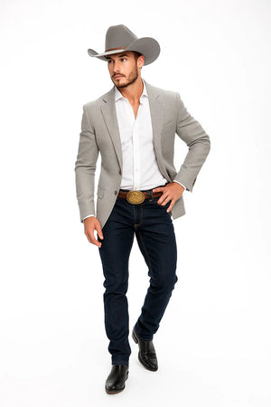 Silver Ash Very Light Gray Western Cowboy Blazer for Men – Solid Grey with Modern Fit