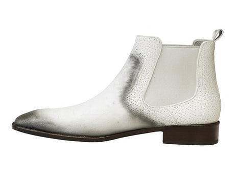 Men's Faded White Vestigium Boots Genuine Ostrich Chelsea Boots - Image 8