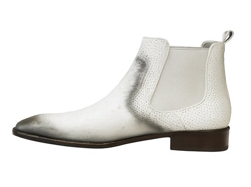 Men's Faded White Vestigium Boots Genuine Ostrich Chelsea Boots