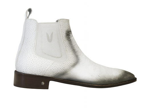 Men's Faded White Vestigium Boots Genuine Ostrich Chelsea Boots
