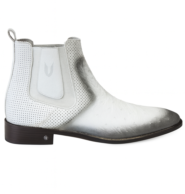 Men's Faded White Vestigium Boots Genuine Ostrich Chelsea Boots - Image 2