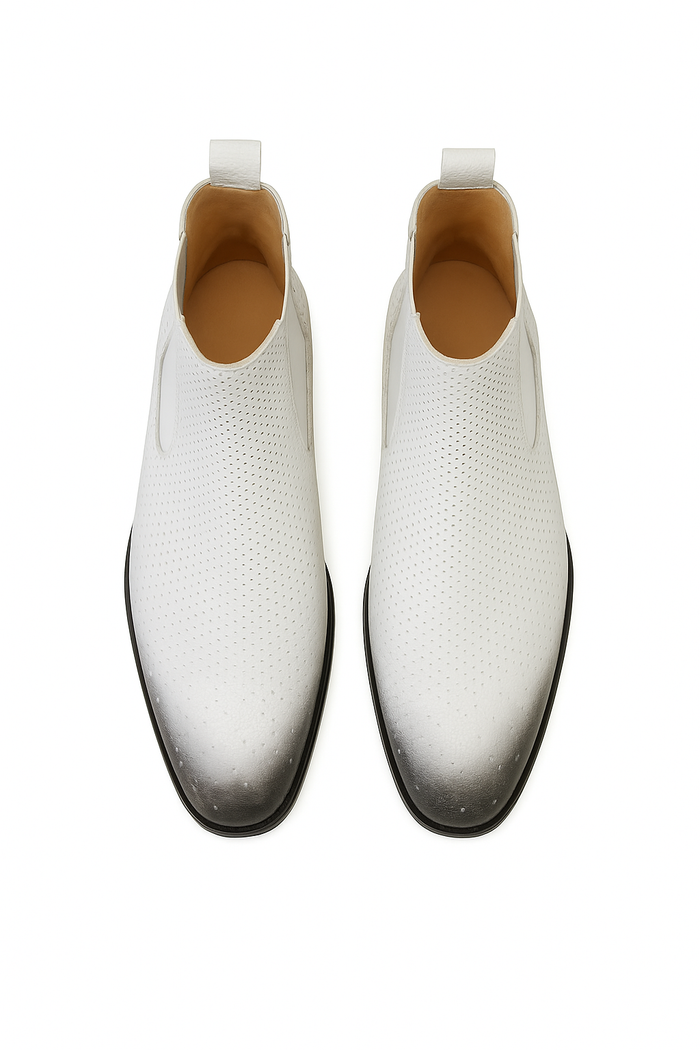 Men's Faded White Vestigium Boots Genuine Ostrich Chelsea Boots - Image 5